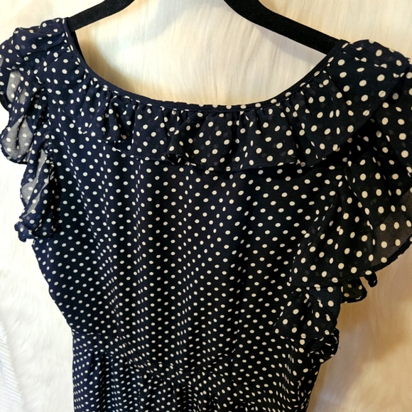 Alfred Sung Black and White Flutter Sleeve Ruffled A-line Midi Dress - Picture 6 of 9